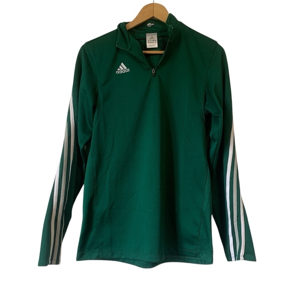 Vintage 2000’s Adidas Long Sleeve Green and White Track Shirt Womens Size M